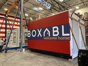 Boxabl sample unit in warehouse