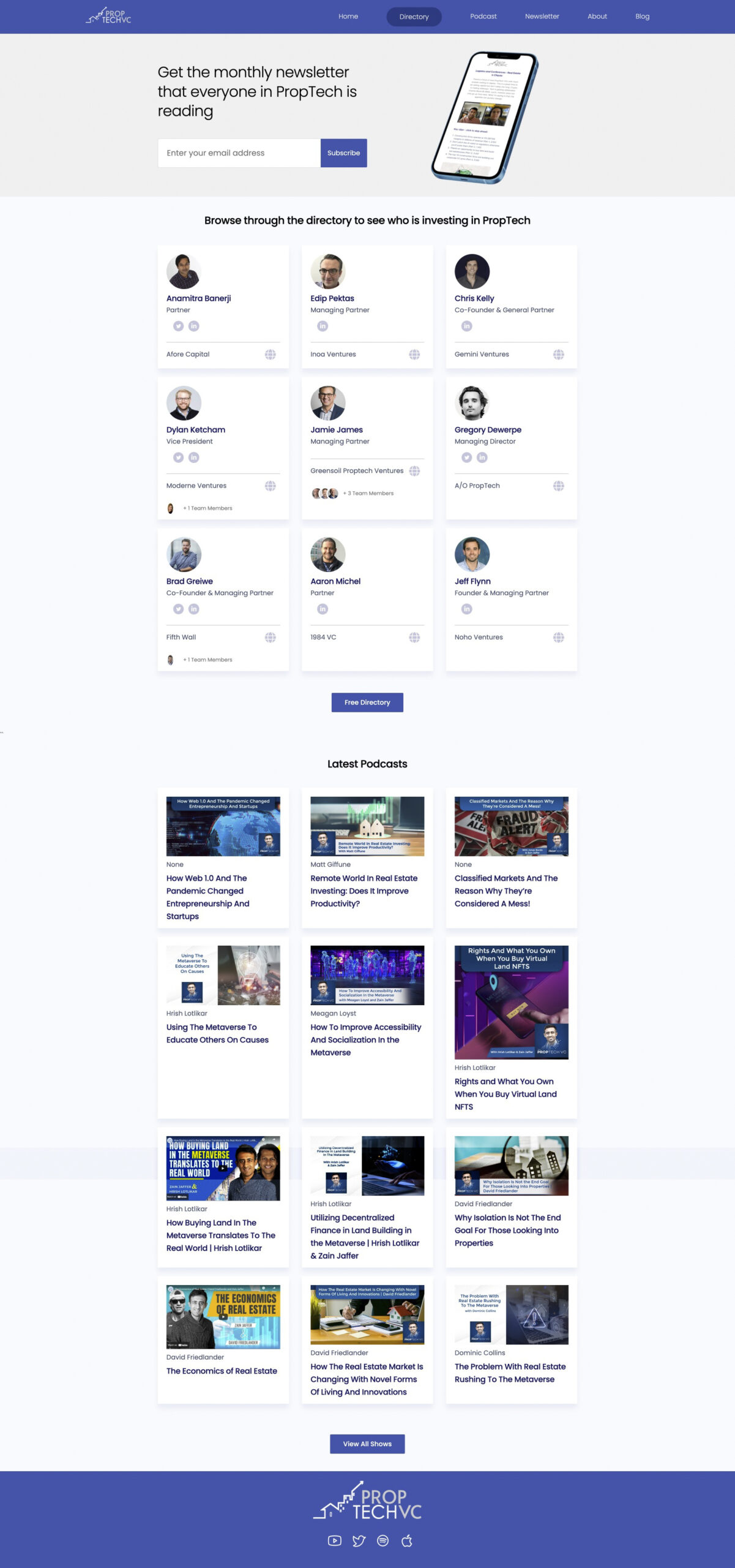 PropTechVC Homepage 2022